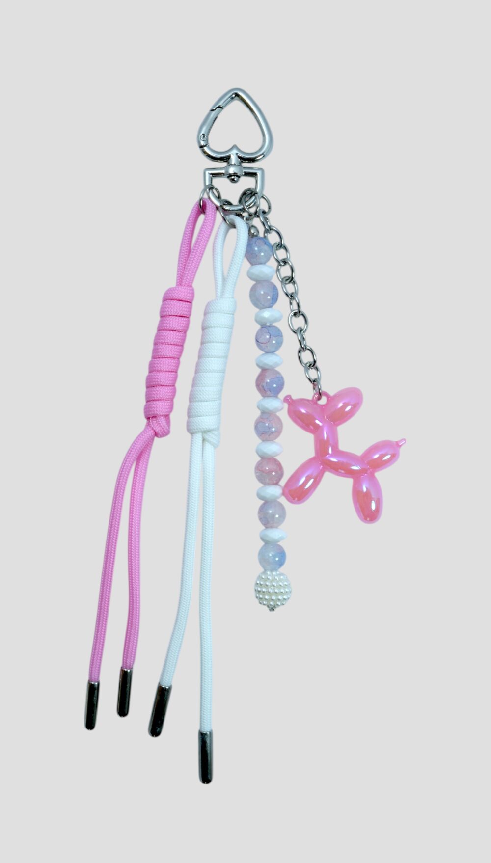 Pembe Balon Köpek Figürlü Paracord ve Boncuk Detaylı Charm - Görsel 2